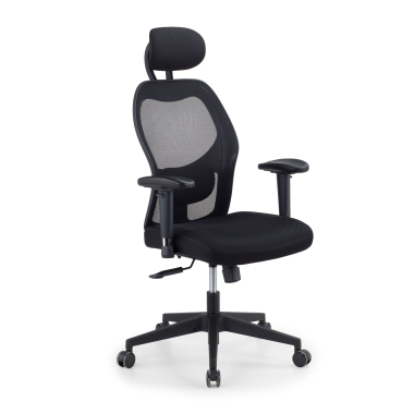 silla teletrabajo negro con reposacabezas malla brazos regulables 2d soporte lumbar reposacabezas 1