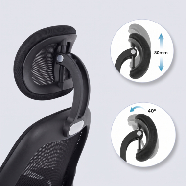 silla teletrabajo negro con reposacabezas malla brazos regulables 2d soporte lumbar reposacabezas 12