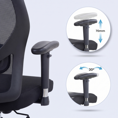 silla teletrabajo negro con reposacabezas malla brazos regulables 2d soporte lumbar reposacabezas 6