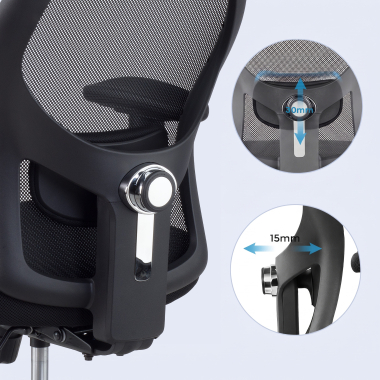 silla teletrabajo negro sin reposacabezas malla brazos regulables 2d soporte lumbar 5