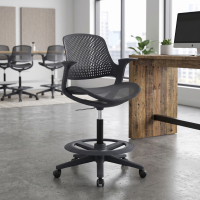 Taburete de oficina giratorio Dorian, respaldo ergonómico