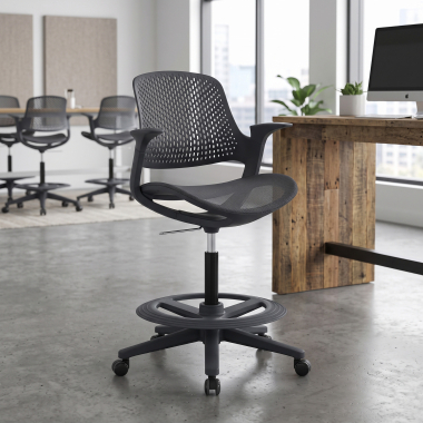 taburete ergonomico antracita dorian malla brazos fijos 2