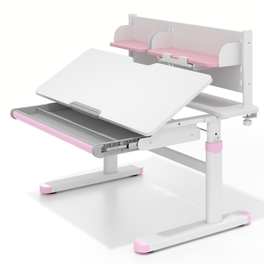 mesa de escritorios juveniles blanco rosa ergokid 12