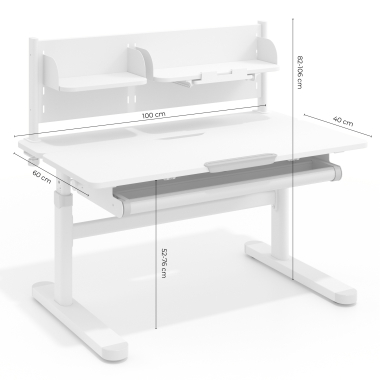mesa de escritorios juveniles blanco gris ergokid 15