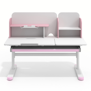mesa de escritorios juveniles blanco rosa ergokid 3