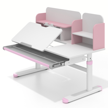 mesa de escritorios juveniles blanco rosa ergokid 12