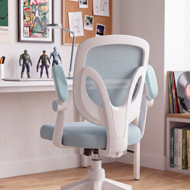 silla de escritorio infantil azul kiddo tela brazos abatibles reposapies extensible 8
