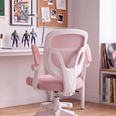 silla de escritorio infantil rosa kiddo tela brazos abatibles reposapies extensible 8
