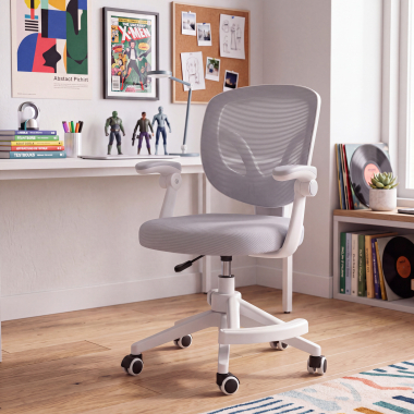 silla de escritorio infantil gris kiddo tela brazos abatibles reposapies extensible 2