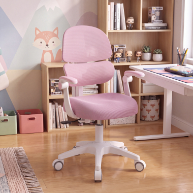 silla de escritorio infantil rosa smartfit tela brazos regulables 2d 2