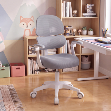 silla de escritorio infantil gris smartfit tela brazos regulables 2d 2
