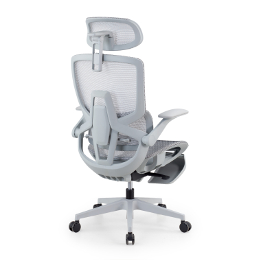silla ergonomica blanco gris halo z3 malla brazos regulables 4d soporte lumbar reposacabezas reposapies extensible 11