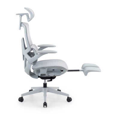 silla ergonomica blanco gris halo z3 malla brazos regulables 4d soporte lumbar reposacabezas reposapies extensible 12