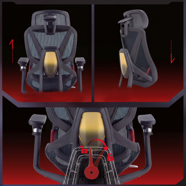 silla ergonomica negro glide ultra malla brazos regulables 5d soporte lumbar reposacabezas reposapies extensible 7