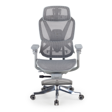 silla ergonomica blanco gris glide ultra malla brazos regulables 5d soporte lumbar reposacabezas reposapies extensible 3