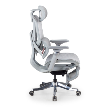 silla ergonomica blanco gris glide ultra malla brazos regulables 5d soporte lumbar reposacabezas reposapies extensible 4