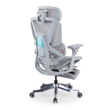 silla ergonomica blanco gris glide ultra malla brazos regulables 5d soporte lumbar reposacabezas reposapies extensible 10