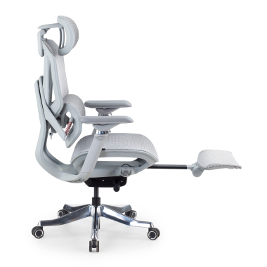 silla ergonomica blanco gris glide ultra malla brazos regulables 5d soporte lumbar reposacabezas reposapies extensible 12