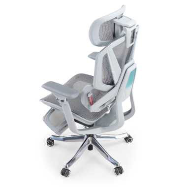 silla ergonomica blanco gris glide ultra malla brazos regulables 5d soporte lumbar reposacabezas reposapies extensible 15