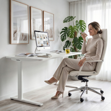 mesa de oficina blanco warm white estructura blanca 2