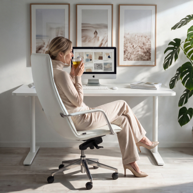 mesa de oficina blanco red oak estructura blanca 3