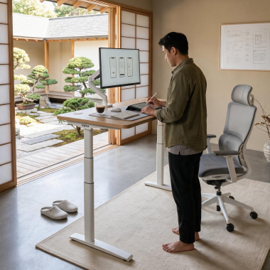 escritorio elevable blanco warm white erghos icon 2