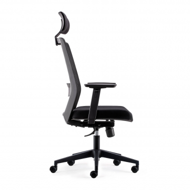 silla giratoria negro con reposacabezas malla brazos moviles soporte lumbar reposacabezas 4
