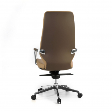 sillon de oficina marron respaldo alto bicolor piel sintetica brazos tapizados 8