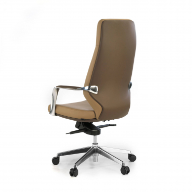 sillon de oficina marron respaldo alto bicolor piel sintetica brazos tapizados 7