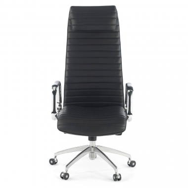 sillon de oficina negro ecopiel piel sintetica brazos tapizados reposacabezas 3