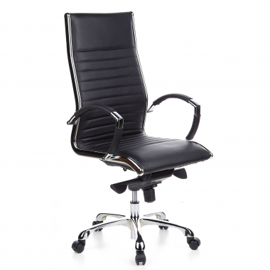 sillon de oficina negro piel sintetica piel sintetica brazos fijos 1