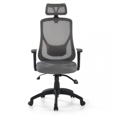 silla de oficina gris lake malla brazos regulables 1d soporte lumbar reposacabezas 3