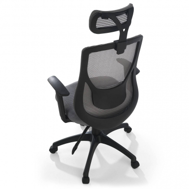 silla de oficina gris lake malla brazos regulables 1d soporte lumbar reposacabezas 8