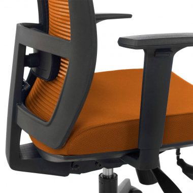 silla ergonomica naranja estructura negra malla brazos regulables 1d soporte lumbar 6