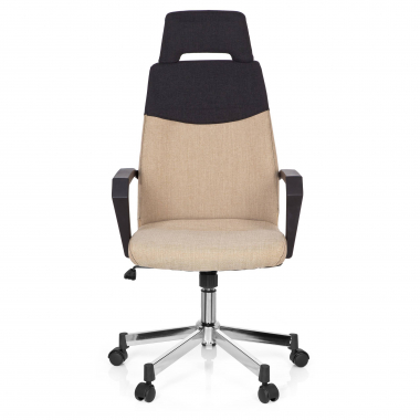 silla de oficina marron respaldo alto tela brazos fijos reposacabezas 3