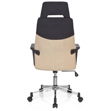 silla de oficina marron respaldo alto tela brazos fijos reposacabezas 7