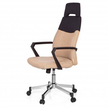 silla de oficina marron respaldo alto tela brazos fijos reposacabezas 8