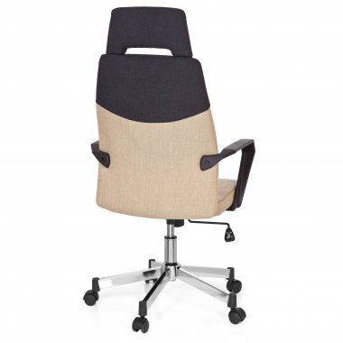 silla de oficina marron respaldo alto tela brazos fijos reposacabezas 6