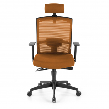 silla ergonomica naranja estructura negra reposacabezas malla brazos regulables 1d soporte lumbar reposacabezas 4