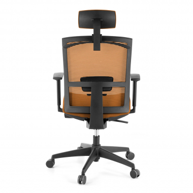 silla ergonomica naranja estructura negra reposacabezas malla brazos regulables 1d soporte lumbar reposacabezas 8