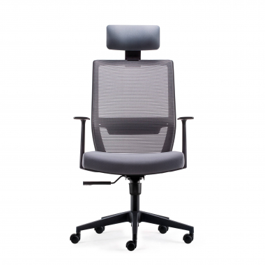 silla giratoria gris con reposacabezas malla brazos moviles soporte lumbar reposacabezas 3