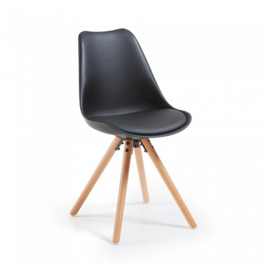 silla nordica negro silla patas de madera plastico sin brazos 1