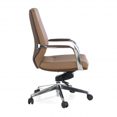 sillon de oficina marron respaldo bajo bicolor piel sintetica brazos tapizados 4