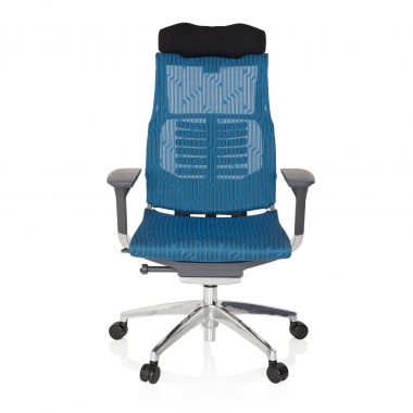silla de oficina barata azul estructura negra malla brazos regulables 4d soporte lumbar reposacabezas 5