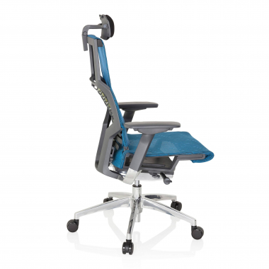 silla de oficina barata azul estructura negra malla brazos regulables 4d soporte lumbar reposacabezas 7