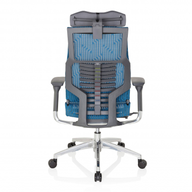 silla de oficina barata azul estructura negra malla brazos regulables 4d soporte lumbar reposacabezas 8