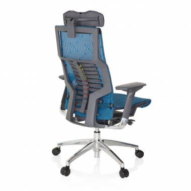silla de oficina barata azul estructura negra malla brazos regulables 4d soporte lumbar reposacabezas 6