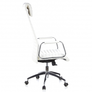 sillon de oficina blanco piel natural piel natural brazos tapizados reposacabezas 4