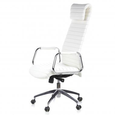 sillon de oficina blanco piel natural piel natural brazos tapizados reposacabezas 7