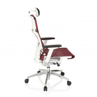 silla de oficina barata blanco rojo estructura blanca malla brazos regulables 4d soporte lumbar reposacabezas 6